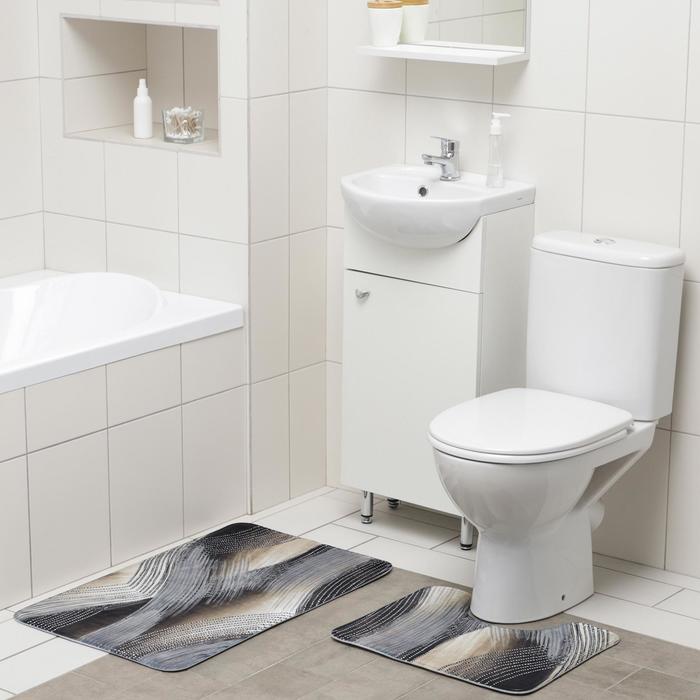 Набор ковриков для ванны и туалета Доляна «Саванна», 2 шт: 50×80, 40×50 см