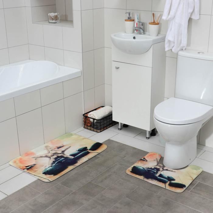 Набор ковриков для ванны и туалета «Морская звезда», 2 шт: 45×70, 39×45 см