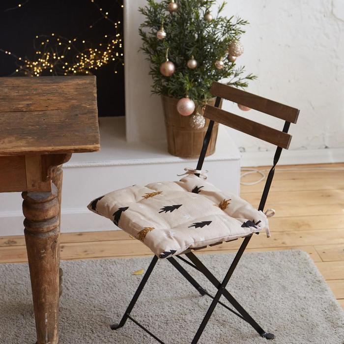 Сидушка на стул Доляна Christmas mood 42х42х7см, 100%хл, рогожка 164 г/м2
