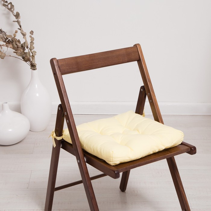 Набор подушек для стула 35х35см 2шт, цв. желтый, бязь, холлофайбер