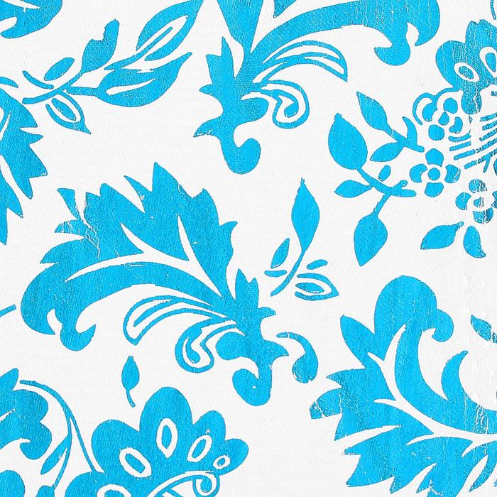 Купить Ткань атлас на белом фоне голубой блестящий узор, ширина 150 см в  Челябинске по низким ценам