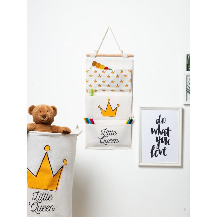 Кармашек текстильный Этель "Little queen", 3 отделения, 26х50 см, водонепроницаемый