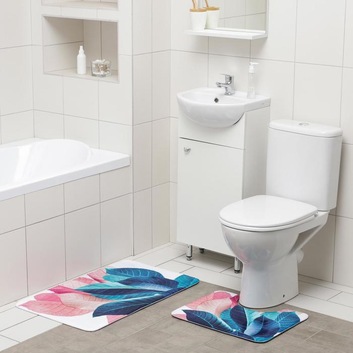 Набор ковриков для ванны и туалета Доляна «Контраст», 2 шт: 50×80, 40×50 см