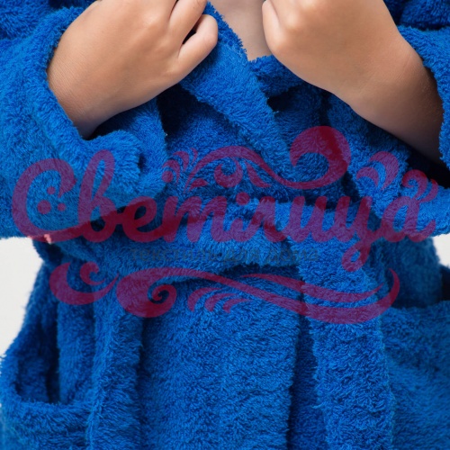 Детский классический махровый халат (Синий)