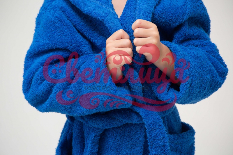 Детский классический махровый халат (Синий)