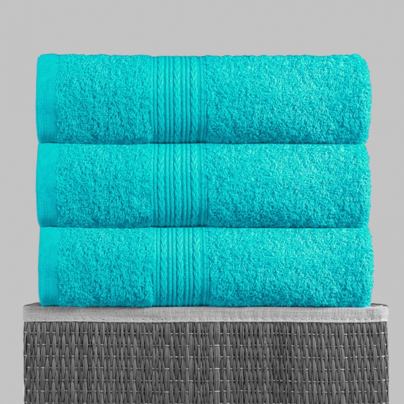 Полотенце махровое с бордюром (Светло-голубой)